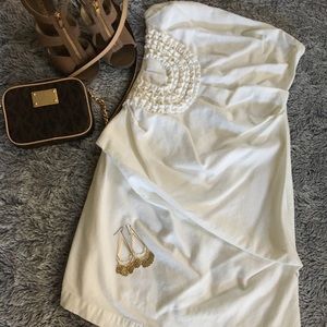 Jonathan Martin white strapless dress